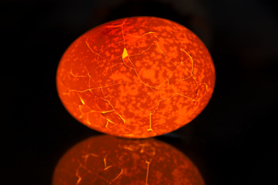 Ei von hinten durchleuchtet mit Spiegelung
