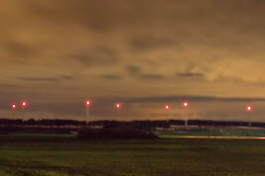 Windpark Waldhausen bei Nacht