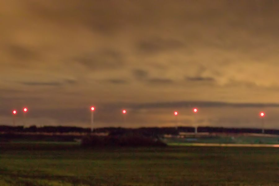 Windpark Waldhausen bei Nacht